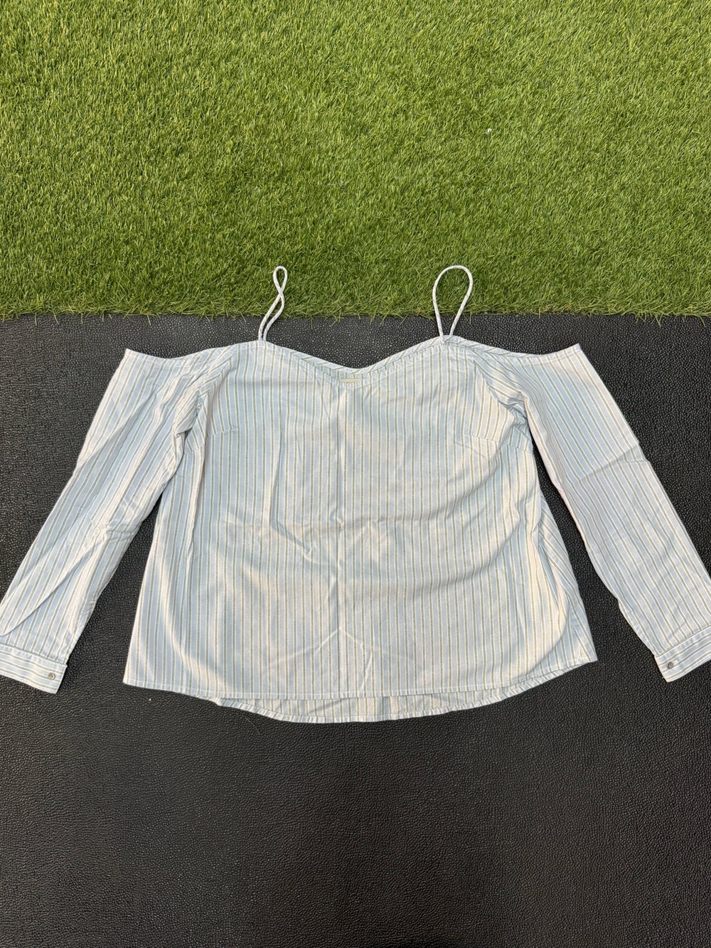 Calvin Klein Jeans Striped Off Shoulder Cotton Blouse